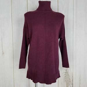 Time and Tru Wine Red Rayon Blend Tunic Turtleneck Sweater